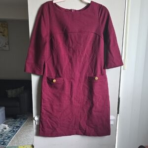 Elegant Burgundy Dress with Pockets